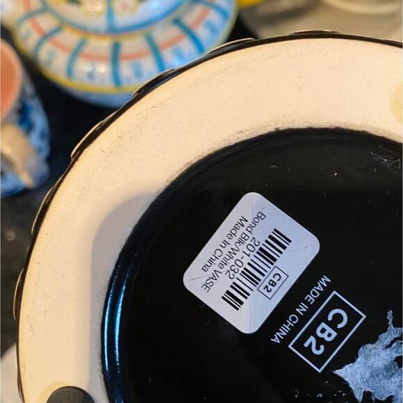 cb2 bond black white vase - Picture 5 of 5